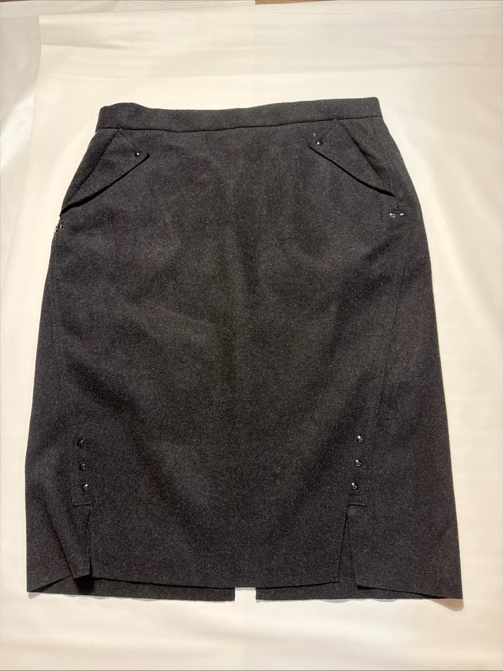Per Se Skirt Womens Sz 10 Gray Felt Wool/Cashmere Straight Pencil Retro Wiggle